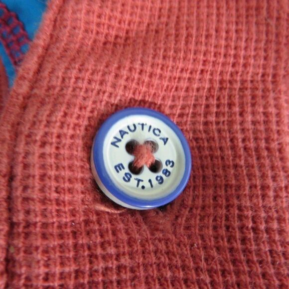 Nautica Red Navy Blue Aqua Color Block Polo Shirt L - Picture 9 of 11